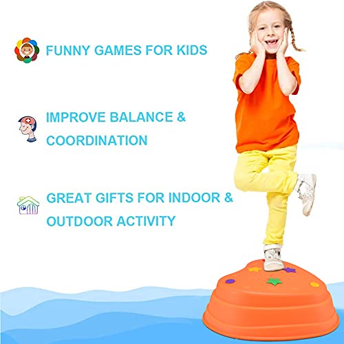KOSIEJINN 6 Balance Stepping Stones - Juego de coordinación de Carrera de obstáculos para niños - Interior o Exterior - Piedras de río con Agarre de Goma en 3 tamaños Diferentes y Pendiente