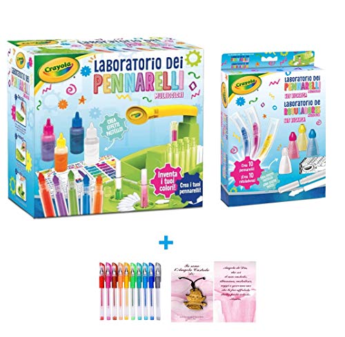 Laboratorio de los rotuladores multicolor Crea rotuladores crea inventa tus colores con juego de recarga y pulsera colgante ángel + llavero Girabrisas y bolígrafo de colores