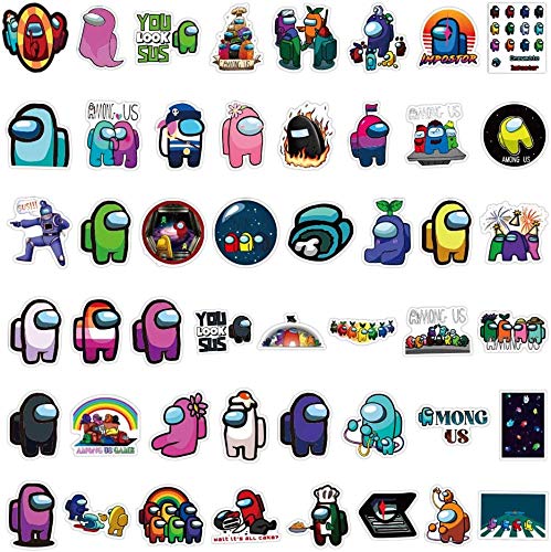 Lanseede 100 Pegatinas de Among Us Sticker Graffiti Stickers con Dibujos Animados para monopatín, Guitarra, portátil, Botella de Agua, PVC……