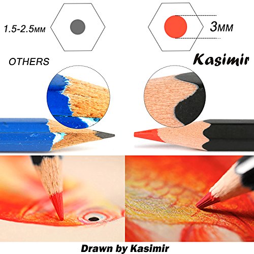 Lapices de Colores Kasimir 48 lapiz colores profesional por color en caja con Lapices extensor sacapuntas y borrador para artista Con funda de dibujos para nios