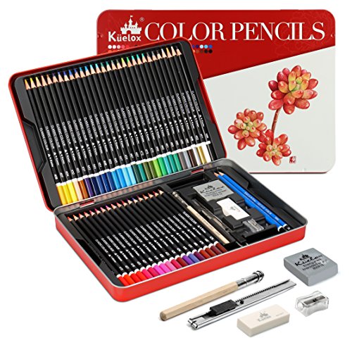 Lapices de Colores Kasimir 48 lapiz colores profesional por color en caja con Lapices extensor sacapuntas y borrador para artista Con funda de dibujos para nios
