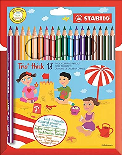Lápiz de color triangular grueso STABILO Trio thick - Estuche con 18 colores