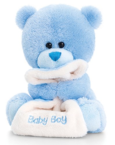 Lashuma Pipp The Bear - Peluche de osito de peluche con manta azul claro, 14 cm