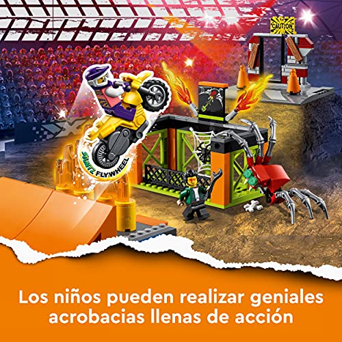 LEGO 60293 City Stuntz Parque Acrobático, Set de Construcción con Moto, Rampas y Jaula para Arañas, Juguete para Niños 5 años