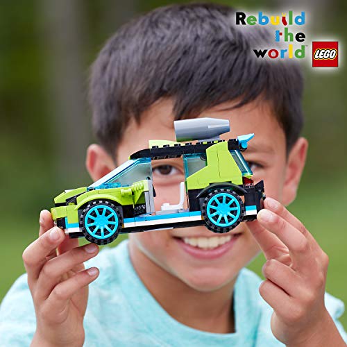LEGO Creator 3 en 1 - Coche de Rally a Reacción, Juguete de Construcción de Vehículos de Carreras de Color Verde con Detalles Realistas para Niños y Niñas de 7 a 12 Años (31074)