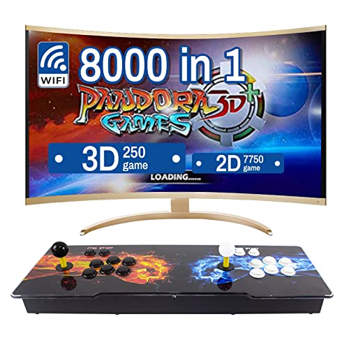 LEONARCADE Pandora Box 3D 8000 In 1 Maquina Arcade Incluye 2D y 3D Juegos WiFi Mercado Arcade Consola Retro Maquina 4 judadores USB/HDMI/VGA Multijugador Arcade Game Console