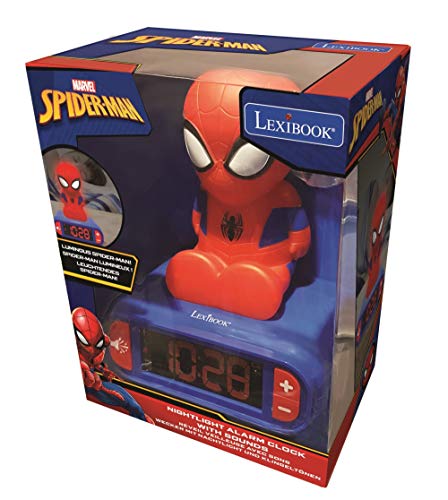 Lexibook- Marvel, Spiderman-Reloj Despertador con Pantalla LCD Digital y luz de Noche integrada, quitamiedos niño RL80 Niño-Rl800, Color azul/rojo, Talla Única , color/modelo surtido