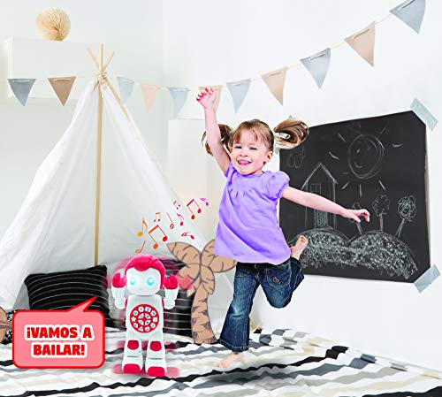 LEXIBOOK- Powerman First Interactivo para Aprender a Jugar Juguete niñas Baila Juegos de música Números Formas Colores Niño Niña Robot Junior Rojo/Blanco