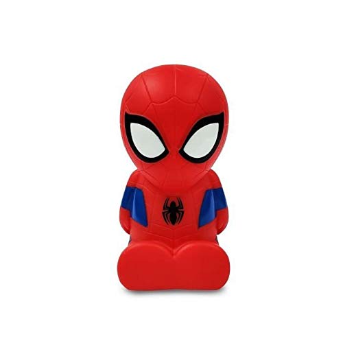LEXIBOOK- Spider-Man Nocturna Colorida de Bolsillo LED para niños, Cambio de Color, Luz Suave, Baterías, Azul/Rojo, NLJ01SP