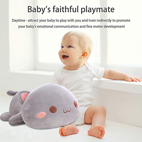 LICHENGTAI Almohada Suave de Gato, 35CM Bonito Felpa Gato Muñeca Suave Rellena Gatito Almohada, Muñecas Juguete Regalo Gato Peluche Felpa Animal Juguetes para Niños Enamorada, Gris