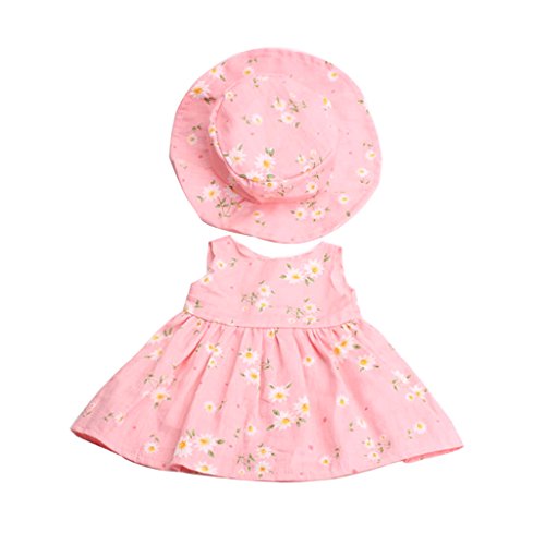 Lindo Vestido de Flores sin Mangas con Sombreros para 18 Pulgadas Americanas Chicas Muñecas - Rosa