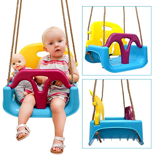LittleTom 3en1 Silla de Columpio 40x43x33cm Bebé Niño Infantil 6-72 Meses Azul-Amarillo