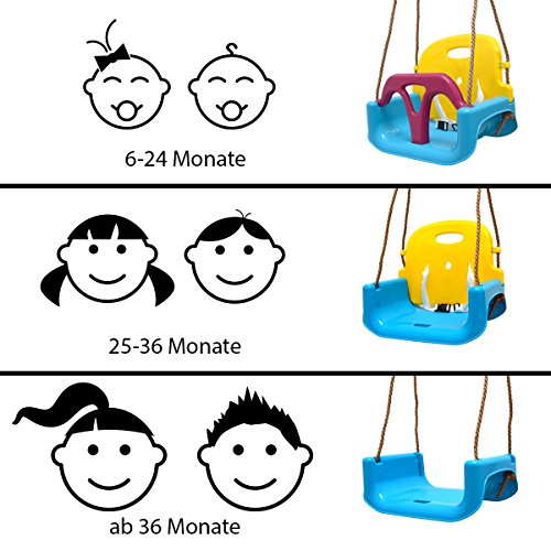 LittleTom 3en1 Silla de Columpio 40x43x33cm Bebé Niño Infantil 6-72 Meses Azul-Amarillo