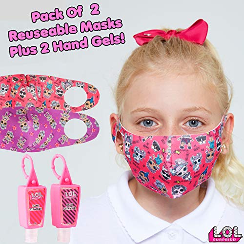 L.O.L. Surprise! Bragas Multifuncion Para Nariz y Boca, Incluye 2 Botes de Limpiador de Manos para Niños, Pañuelo Proteccion Facial