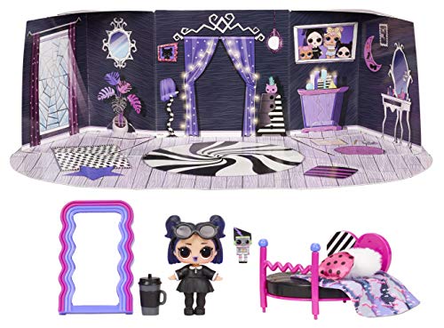 LOL Surprise Furniture - Con Muñeca Dusk y Más de 10 Sorpresas - Juego Plegable para Muñecas en Miniatura - Compatible con Casa OMG - Serie 4 - Muñecas Coleccionables para Niños a Partir de 3 Años