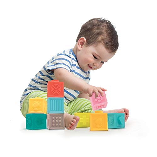 LUDI Cubos encajables Juguete de Despertar Juego de 9 Piezas empotrables – Juego de apilamiento y construcción de plástico Flexible – Desarrollo motricidad Fino – A Partir de 10 Meses 30043 Blanco