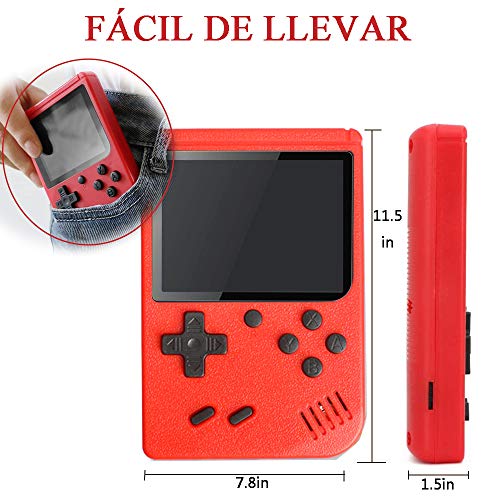 Lvozize Consola Retro, Consola de Juegos Portátil con 400 Juegos Clásicos Pantalla 3 Pulgadas Soporte TV 2 Jugadores Regalo de Cumpleaños Navidad para Niños Amigos Adultos-Rojo