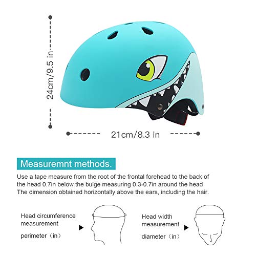 LZDMY Casco Ciclismo Bicicleta Niños Infantil Protección para Patines Patinete Patinaje Skate Monopatín Scooter para Deportes Regalo Bebe Proteccion (Tiburón Azul)
