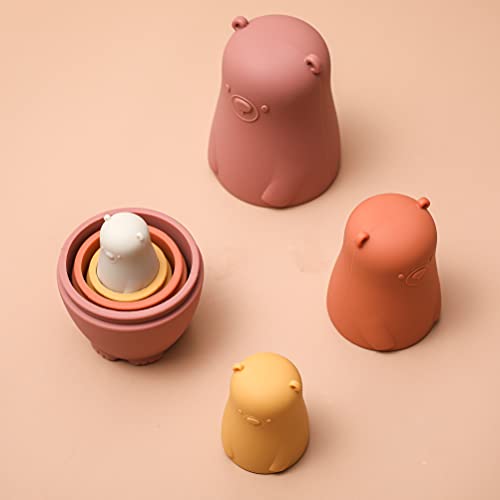 Mamimami Home Nesting Dolls Matryoshka Silicona Dibujos Animados Animales Lindos Matryoshka Rusa Muñecas apilables Niños Niños Juguete Regalo Decoración