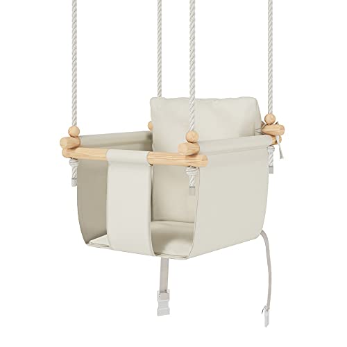 MAMOI Columpio Bebe con ASA DE Seguridad, Columpios Infantiles Exterior y Interior, Columpio Madera Ideal como Columpio de Jardin y para habitación Infantil