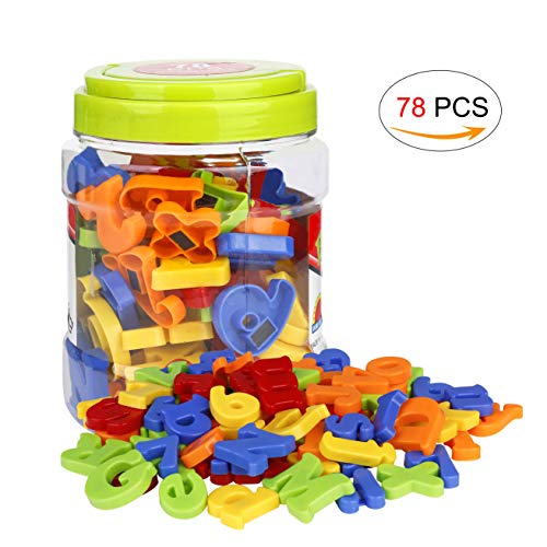 MaoXinTek Números Magnéticos Imanes Letras Alfabeto Imanes Juguetes Magnéticos Incluye Mayúsculas, Minúsculas y Símbolos Matemáticos para Niños 78 Piezas
