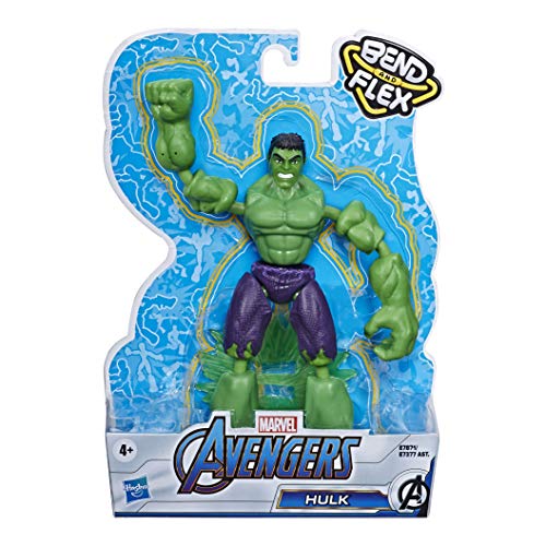 Marvel acción de Los Vengadores Bend and Flex de 15 cm, Figura de Hulk Flexible, Incluye un Accesorio de Efecto, para niños a Partir de 6 años, Multicolor (Hasbro 79196)