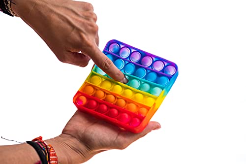 Maskulin Pop it Fidget Toy - Push Pop it Juguete antiestrés niños (arcoíris Cuadrado)