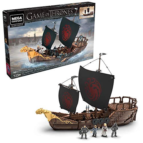 Mega Construx Juego de Tronos Barco de Guerra Targaryen 723 piezas, bloques de construcción (Mattel GPB29)
