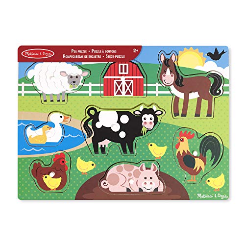 Melissa & Doug Rompecabezas De Encastre De Madera - Animales De Granja, 2-4 años, Regalo para niñas y niños