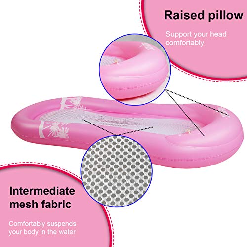 MiiDD Colchoneta Piscina,Hamaca Flotante Piscina,Hinchable Colchón Tumbona,Inflable Flotador con eposacabezas y Red