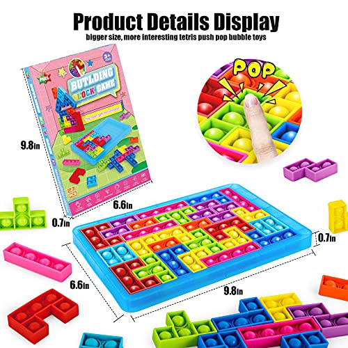 MILESTAR Big Pop it Chess Board Game Fidget Jigsaw Toys Tetris Popper Pop Push Bubble Silicone Sensory Fidget Toy Parent-Child Toys,Play Toys with Friends for Autism Pressure Relieving (Blue)