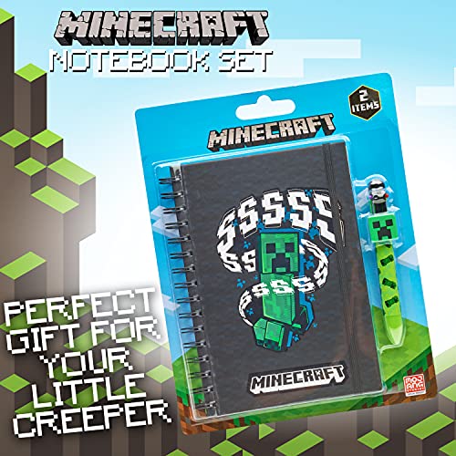 Minecraft Pack Cuaderno A5 y Boli 6 colores, Material Escolar, Regalos Cumpleaños de Niños para Colegio