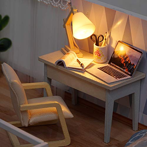 Miniatura de la casa de muñecas con Muebles, Bricolaje Kit de casa de muñecas Mini 3D casa de Madera habitación Hecha a Mano de Juguetes con Muebles Luces LED Regalo de cumpleaños de San Valentín