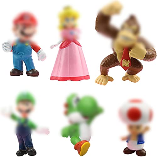 Miotlsy Bros Pvc de 6 Personajes de Bros Figura de acción Juguetes Modelo muñecas Decoraciones de Pastel