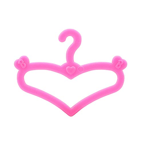 Miunana 70x Perchas de Plástico Rosado Ecorado con la Letra B y Corazón Accesorios con Ropa para 11.5 Pulgada 28 - 30 CM Muñeca