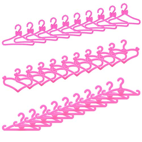 Miunana 70x Perchas de Plástico Rosado Ecorado con la Letra B y Corazón Accesorios con Ropa para 11.5 Pulgada 28 - 30 CM Muñeca