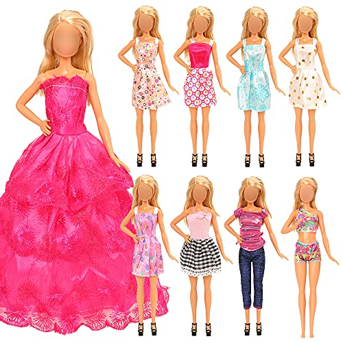 Miunana Accesorios para 11.5 Pulgadas / 28 - 30 cm Muñecas = 1 Armario Ropero + 1 Maleta + 9 Vestidos Ropas + 10 Bolsos + 16 Accesorios + 10 PCS Zapatos + 10 Perchas + 6 Collares + 6 Coronas