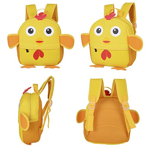 Mochila Infantil para Niños Primaria Pequeña Guardería Mochila Preescolar para Niños de 2-5 Años Dibujo de Animal Lindo (Pollito, 21 * 8 * 26CM)