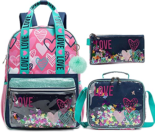 Mochila para niños Mochila para niños y niñas Mochila Escolar con diseño holográfico, Bolso 3 en 1 Juego de Mochilas Mochila niños y niñas Adolescentes, 35×18×43CM