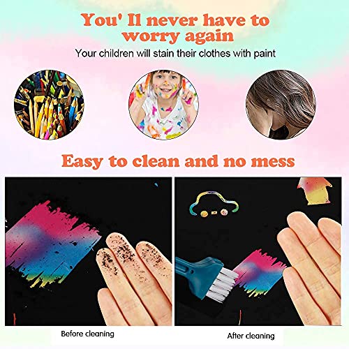 Mocoosy 60 piezas de papel de rascar para niños - Rainbow Magic Scratch Off Paper Art and Craft Kit Scratch Note Black Doodle Pads con 4 plantillas 5 lápices de madera para fiestas niñas niños regalos