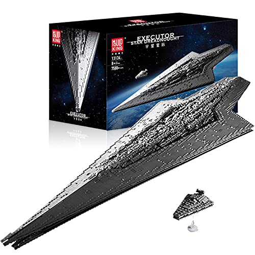 Molde Rey 13134,Maqueta de Destructor Estelar Technic,Star 7588 Bloques de terminales Star Wars Imperial Star Destroyer compatible con Lego A,134 * 48 * 20cm
