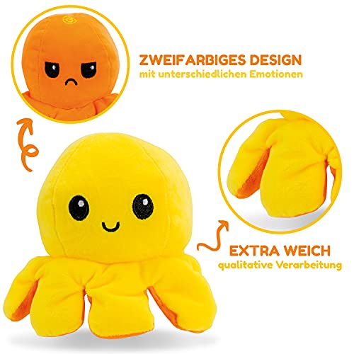 Mood Octopus Octupus - Peluche de pulpo de peluche, reversible, color verde