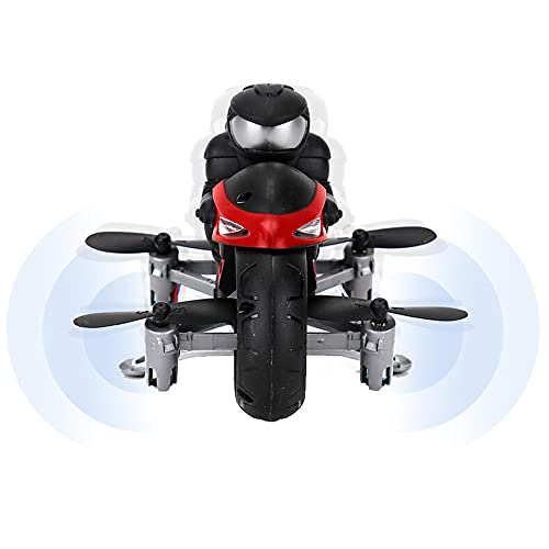 Motocicleta Voladora A Control Remoto Motocicleta Voladora RC Drone Puede Rotar 360 ° Grados Drift Eléctrico Niños Motocicleta Voladora Land Air Fly Niños 2 En 1 Mini Stunt Moto Juguetes,Red