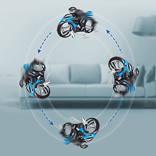 Motocicleta Voladora A Control Remoto Motocicleta Voladora RC Drone Puede Rotar 360 ° Grados Drift Eléctrico Niños Motocicleta Voladora Land Air Fly Niños 2 En 1 Mini Stunt Moto Juguetes,Red