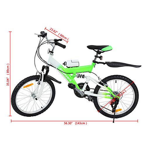 MuGuang Bicicleta de Montaña 20 Pulgadas Bicicleta Infantil 21 Speed Come with 500cc Kettle para Niños de 7 a 12 Años(Verde)