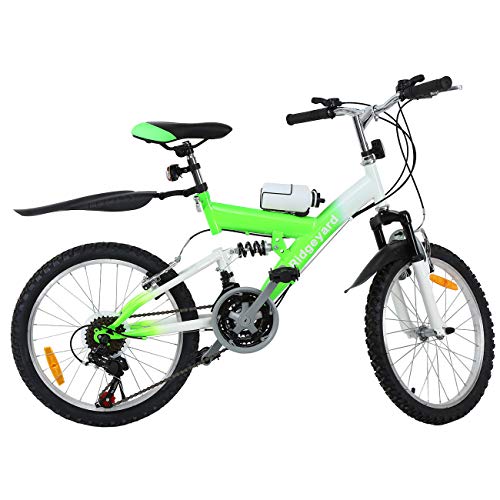 MuGuang Bicicleta de Montaña 20 Pulgadas Bicicleta Infantil 21 Speed Come with 500cc Kettle para Niños de 7 a 12 Años(Verde)