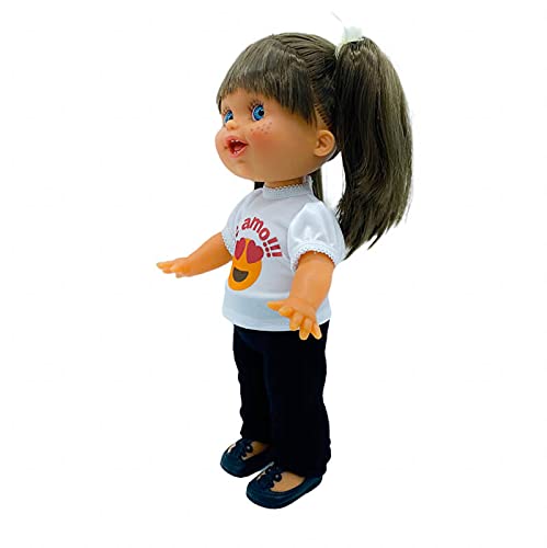 Muñeca Lara 33 cm. Vinilo edición 2021 colección diseño Regalo Emoticono Te Amo, Fabricado en España por Folk Artesanía.