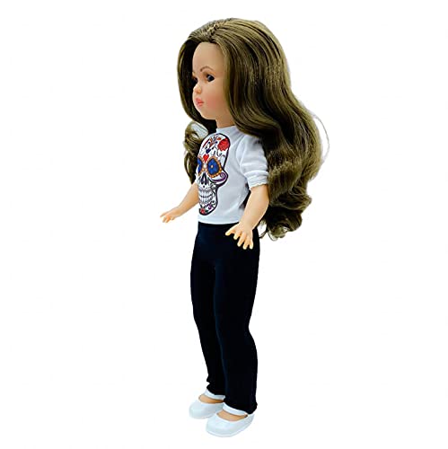 Muñeca Simona 40 cm. Modelo 2021 100% Vinilo con Leggins y Camiseta La Catrina de diseño edición Especial Limitada, Ropa válida para muñeca Simona o Sintra 40 cm. Fabricada en España.