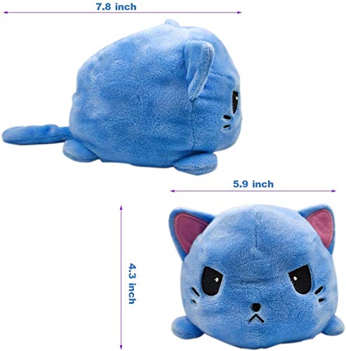 Muñeco de Perro Zorro Gato abatible de Doble Cara Suave, Pulpo Feliz / Triste muñeco de Peluche Reversible de Peluche Regalo para niños Pulpo Reversible (Gato)