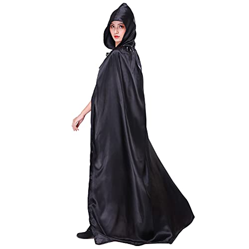 Myir JUN Largo Capa con Capucha, Unisex Adulto Niños Disfraz de Halloween Fiesta Disfraces Vampiro Traje (Negro, L)